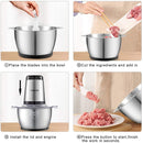 Zerkleinerer Elektrisch, AMZCHEF Multizerkleinerer mit Starker Motor, 1.8L Edelstahlschüssel, 2 Geschwindigkeitsstufen, Bremsfunktion, 300W Edelstahl Zerkleinerer für Fleisch,Babynahrung,Obst,Gemüse